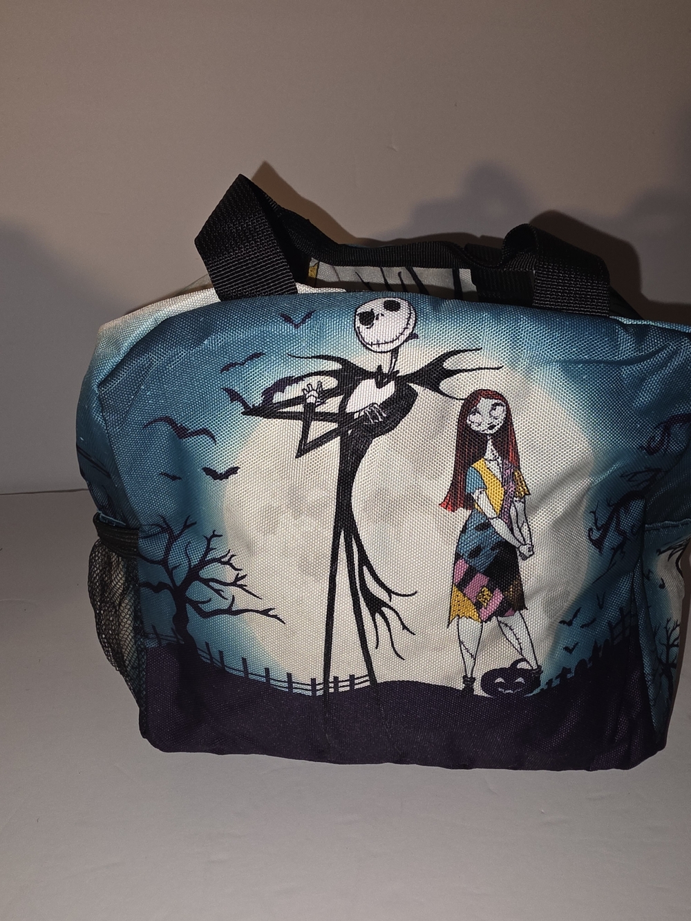 Blue Kids Tote Bag with Spooky Character Print